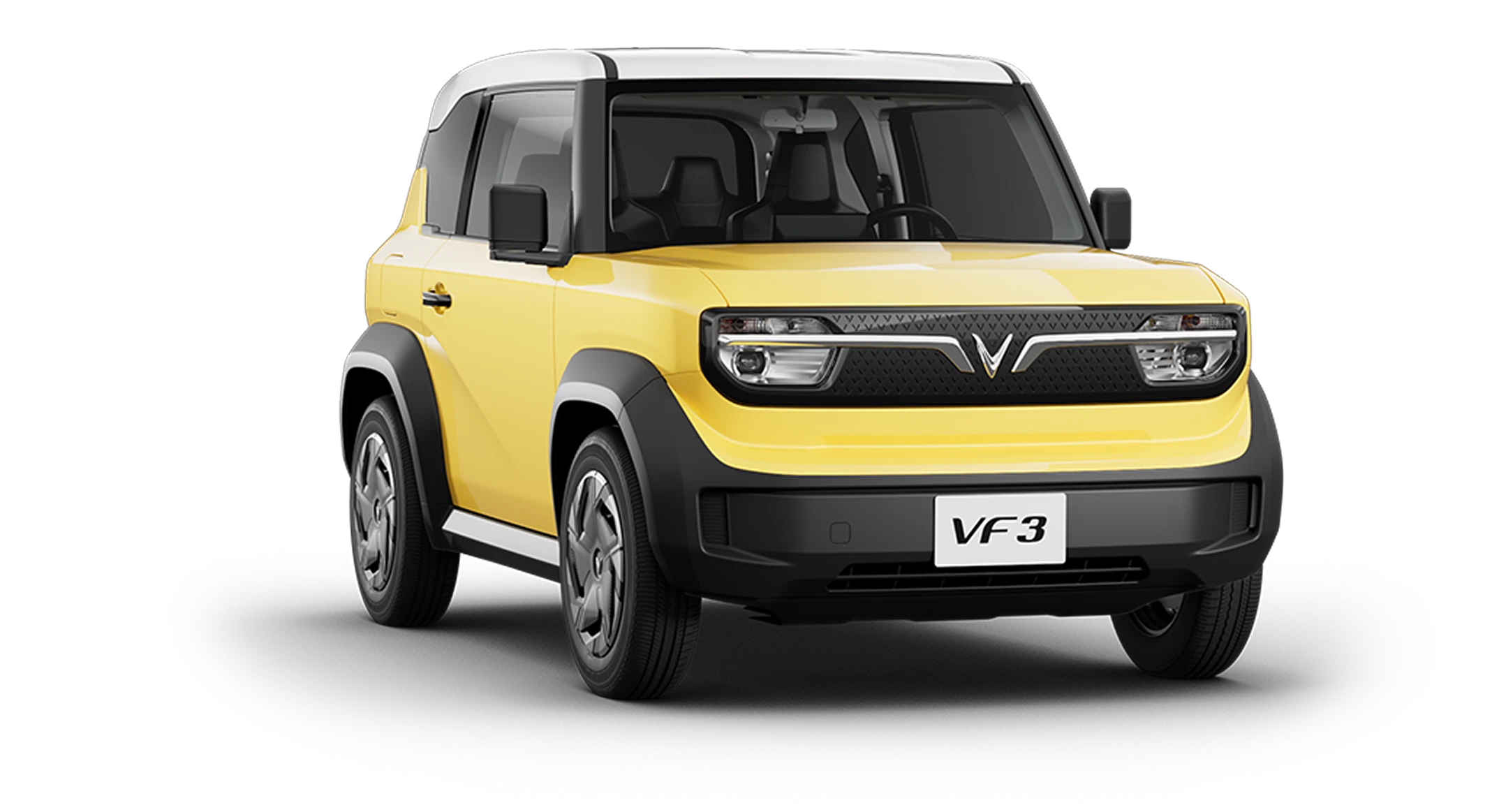 VinFast VF 3 màu vàng nóc trắng, ảnh sản phẩm cho khối giá trong bài đăng ký lái thử VinFast