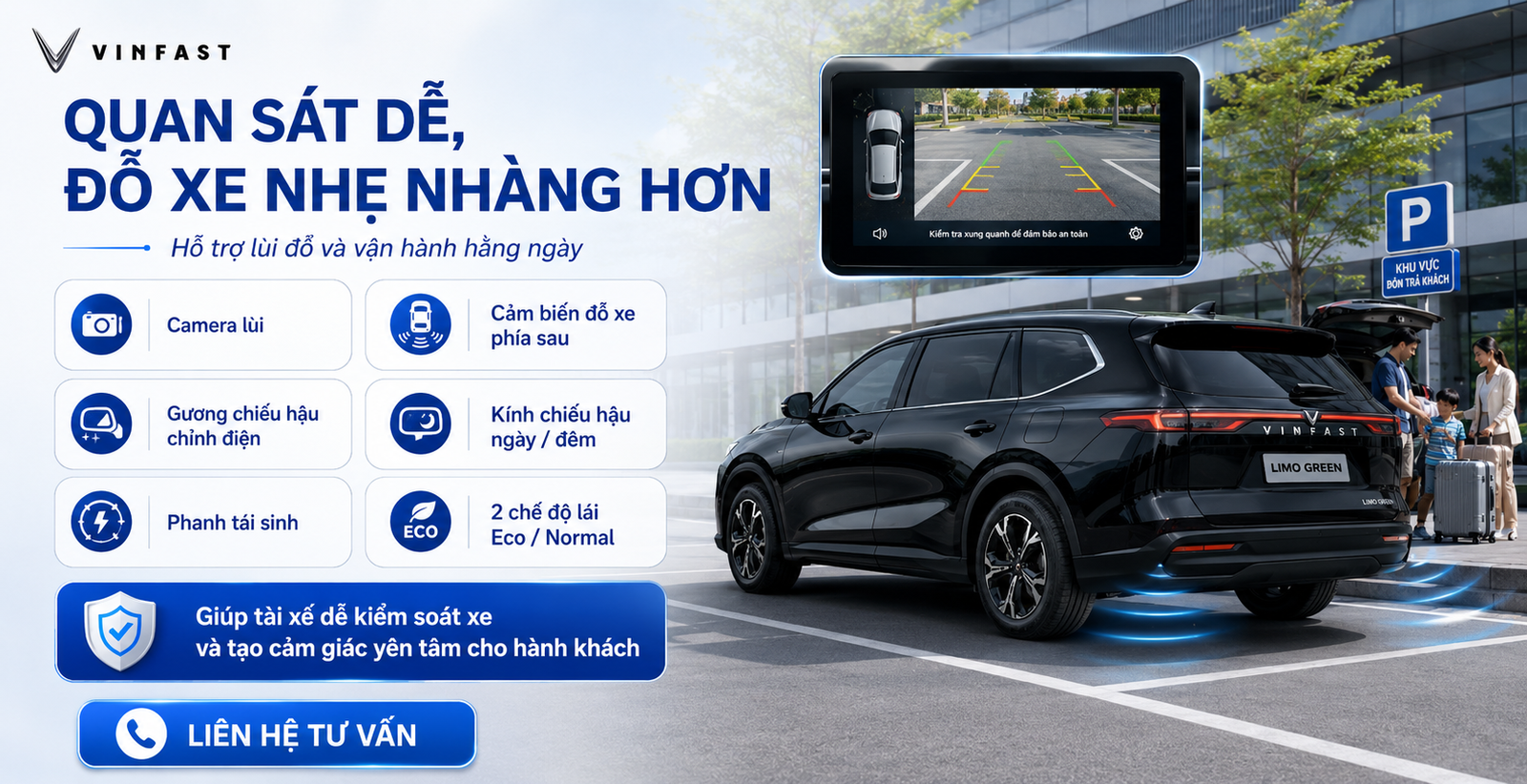 Trang bị an toàn trên VinFast Limo Green