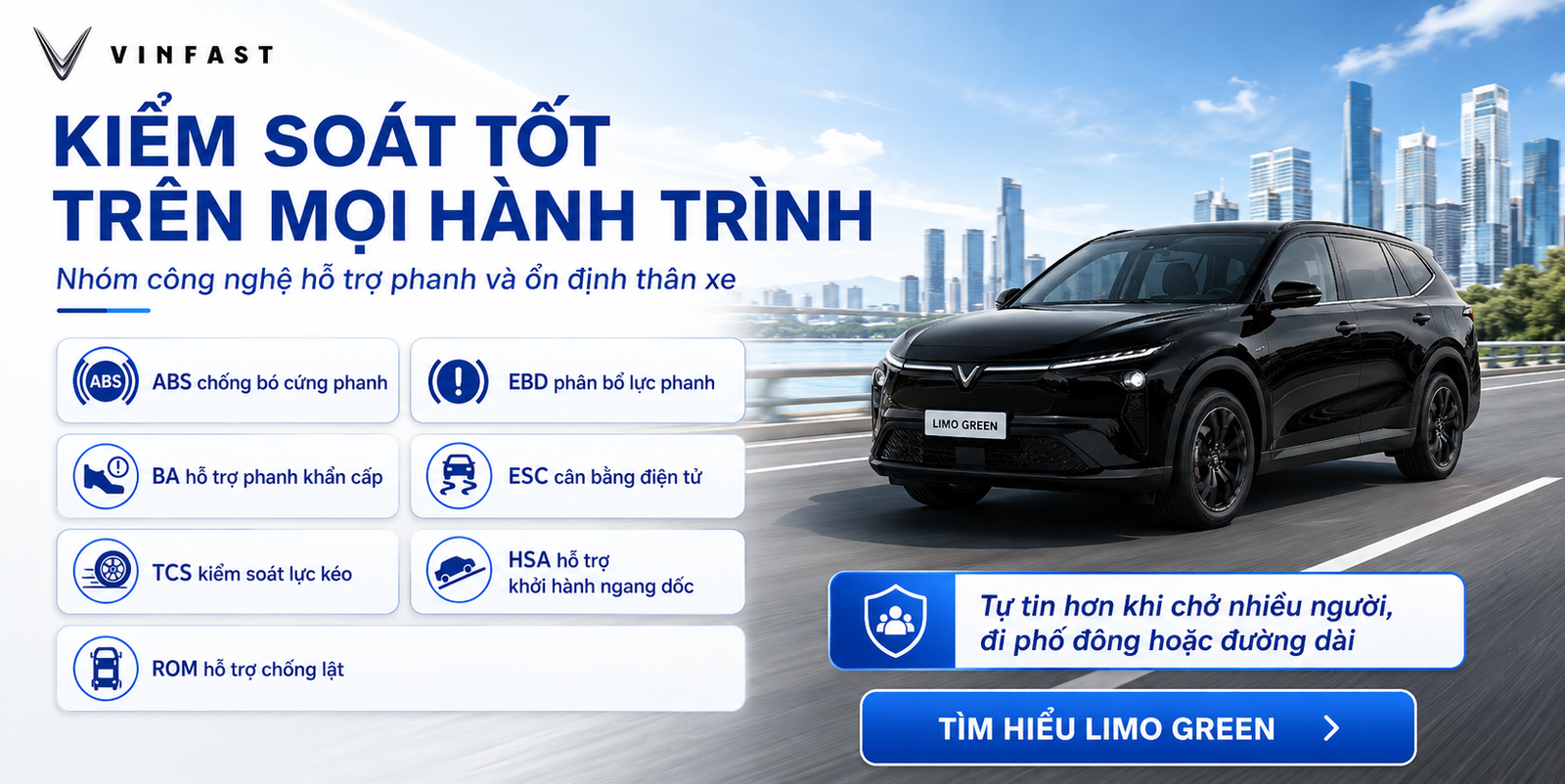 Trang bị an toàn trên VinFast Limo Green