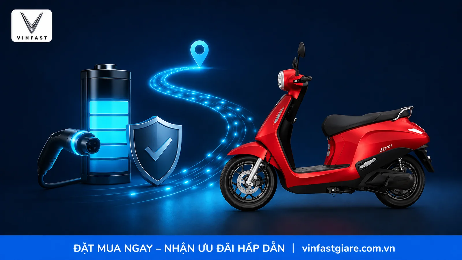 Pin và quãng đường di chuyển của VinFast Evo